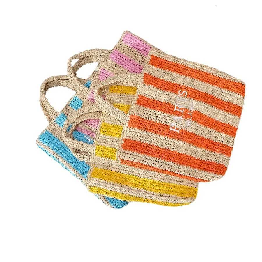 Colorful Hollow Out Straw Women Shoulder Bags Designer Letters Weave Lady Handbag Casual Handmade Summer Beach Bag Large Tote W251104