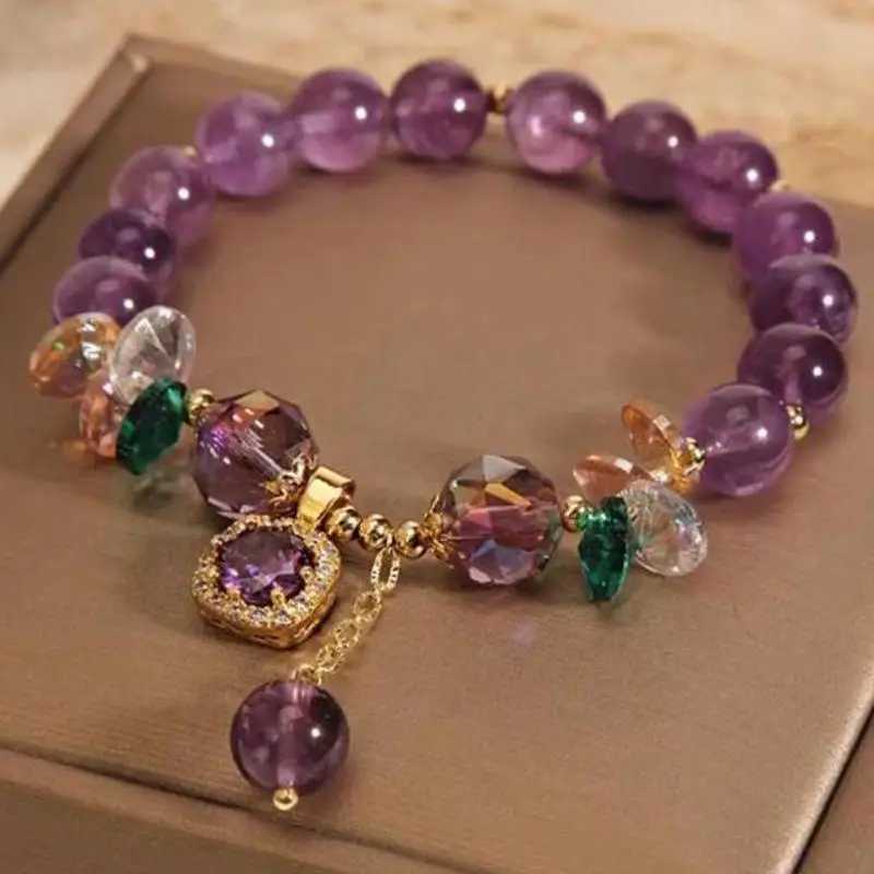 Junzi Purple Crystal Strand Coppers Light Luxury Vintage For Women Female Accessory Festival Party Daily C251105