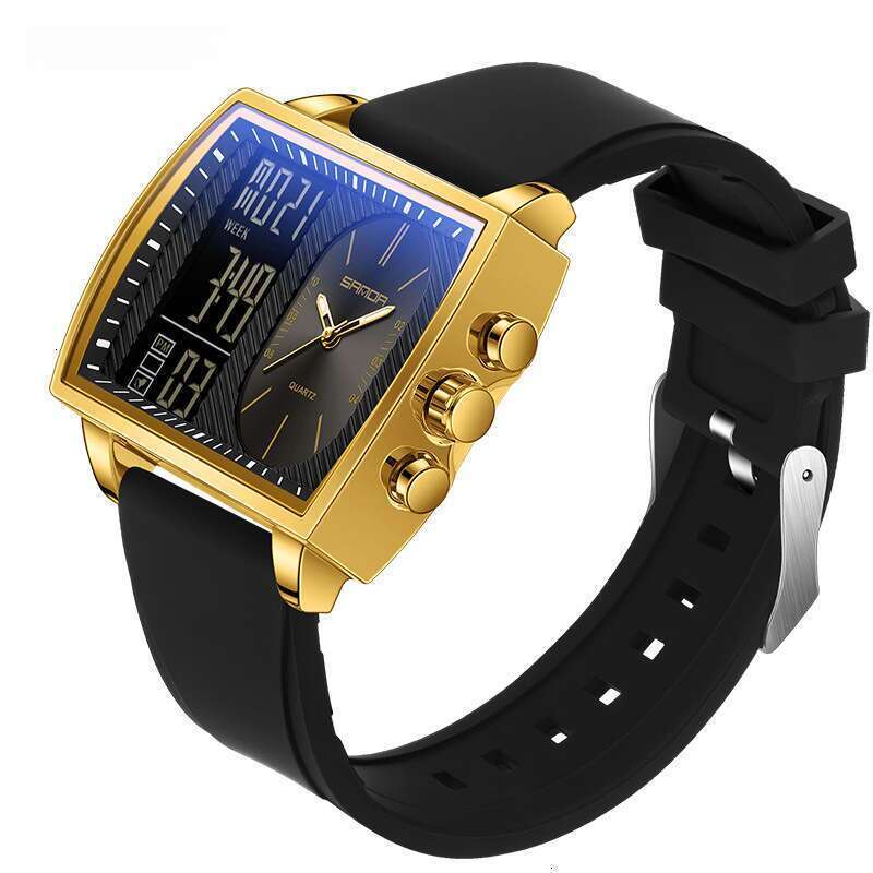 DHwatches Sanda Multifunctional Electronic for Men, Fashionable Dual Display Business Large Dial Men's Watch, Countdown Waterproof Watch