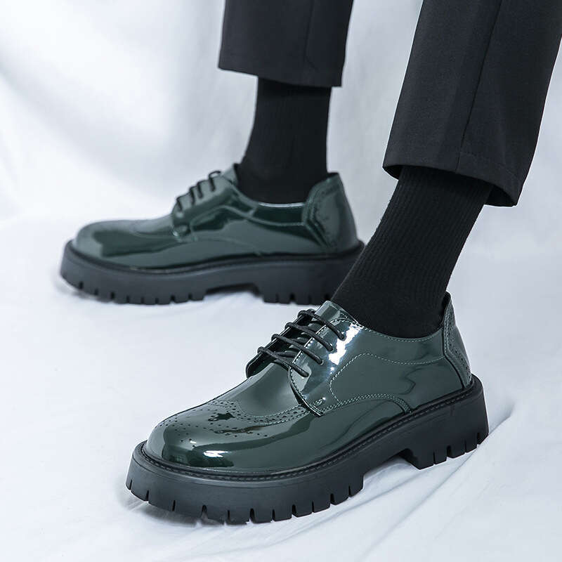 Large men's big toe thick sole, height increasing casual lace up shoes, sizes 38-46, 2024 Spring and Autumn new leather shoes