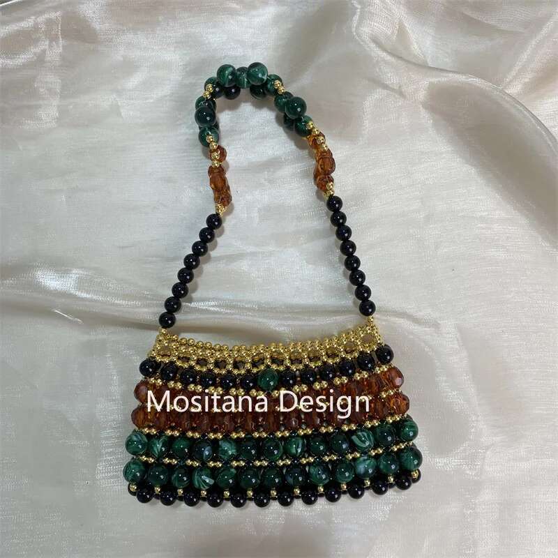 Fashion Simple Bags For Women Vintage Elegance Hot Sale Female Small Mini Shoulder Bag Handmade Beaded 2024 Dinner Party Weeding