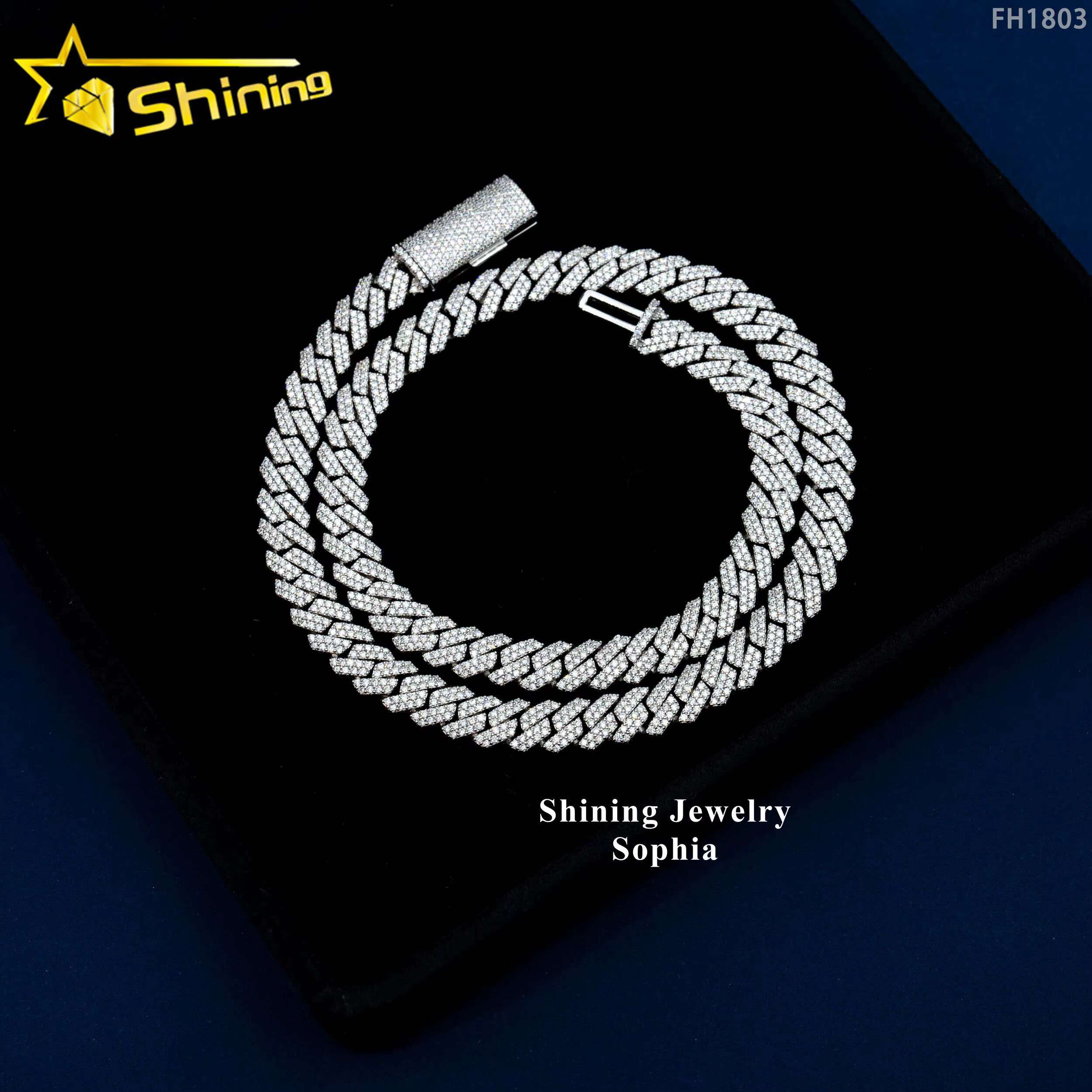 Wholesale Factory China Hip Hop Jewelry Necklace 925 Sterling Silver Micro Pave Zirconia Diamond Cz Cuban Link Chain