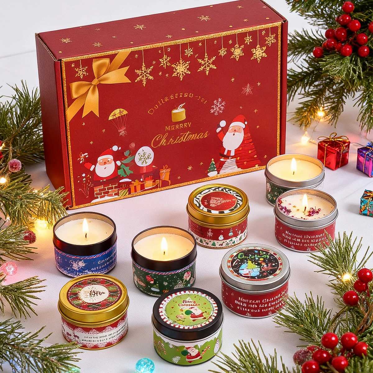 Scented Candle Set Gift DIY Smokeless Plant Aromatherapy Candles Dried Floral Tin Box Home Bedroom Xmas Party Decor Supplies C251105