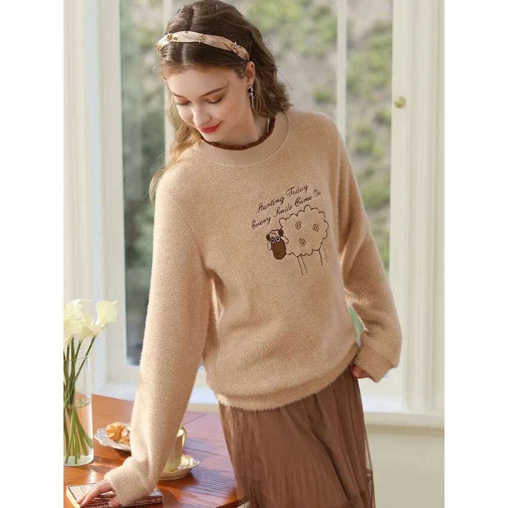 Winter New Sweaters For Women Maillard Lazy Snow Veet Embroidery Loose Female Pullovers Hoodies