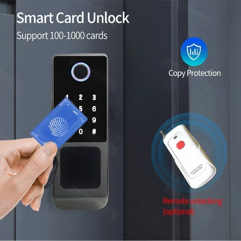 Fingerprint Lock Waterproof Tuya Wifi Remote Control Bluetooth TTLock App Card Digital Code Keyless Electronic Smart Door Lock 250402