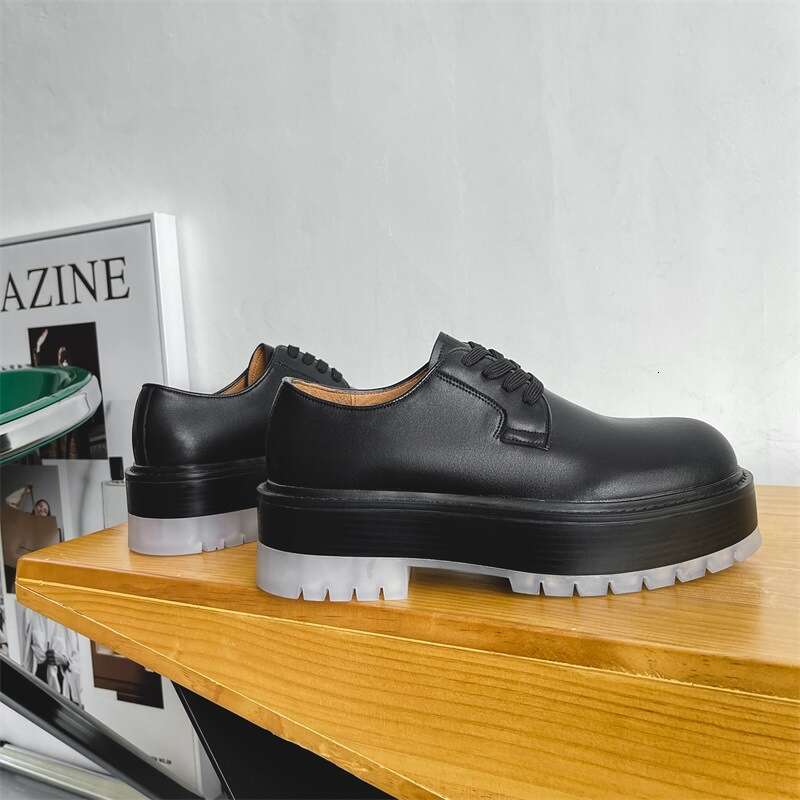Jelly transparent big toe men's British style 2022 thick sole lace up hairstylist trendy business casual leather shoes