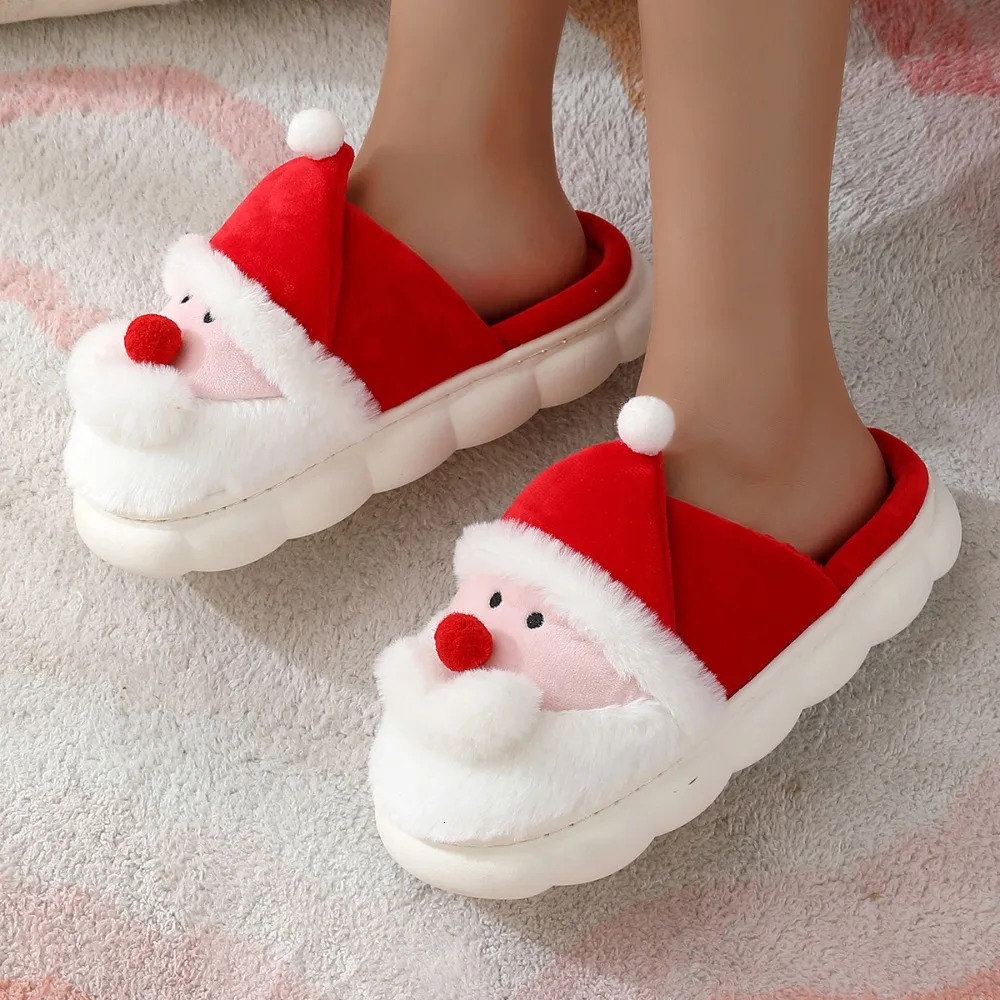 Christmas Santa Claus Slippers Warm Slipon House Shoes Comfortable Plush Santa Slippers Breathable for Indoor Bedroom 251031