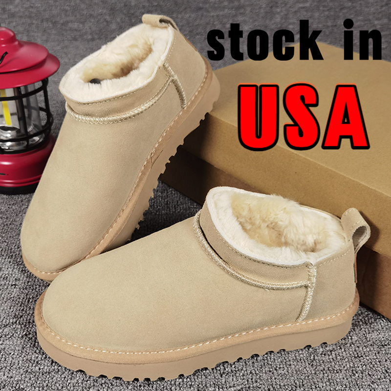 Designer Classic Micro Boots Australia Snow Boot Ultra Mini Winter Ankle Short Women Men Fur Sheepskin Tasman Tazz Chestnut Sand Mustard Seed Boot LTHR Regen slipper