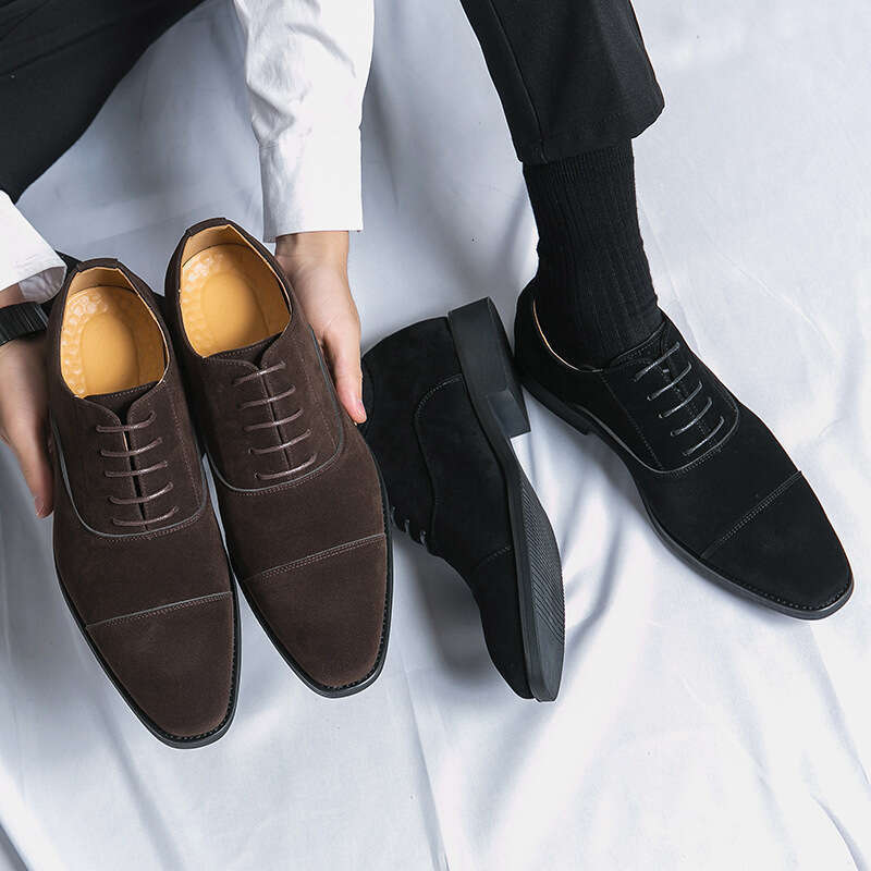 Large matte three joint pointed business dress leather sizes 38-48, groom's wedding shoes, men