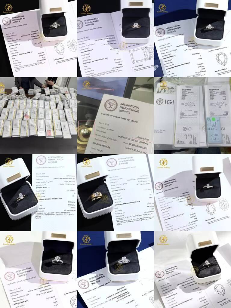 GIA IGI Certified Round Three Stones Engagement 10K 14K 18K Solid Gold Women Wedding Ring Lab Grown Diamonds Ring