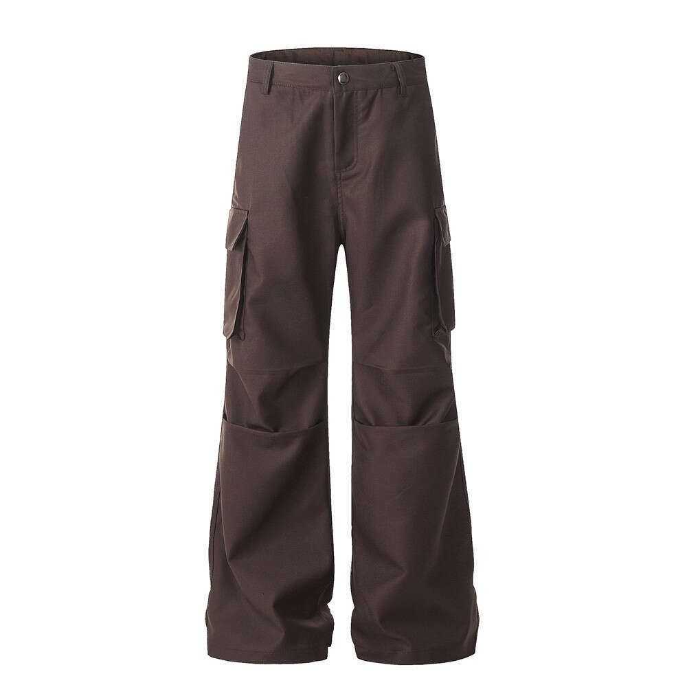 Loose Cargo Wide-Leg Men's Niche Design Pleated Paratrooper Casual Trousers Vibe Trendy Slightly Flared Pants