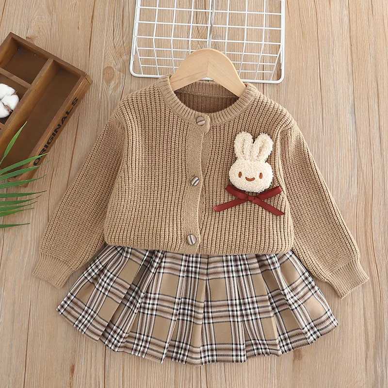 Kids Girl Sweater Set CardiganSequins Skirt Autumn 2PC Clothing Top and Bottom Set Casual 1-6Y Toddler Knited Dress Outfits Y251105