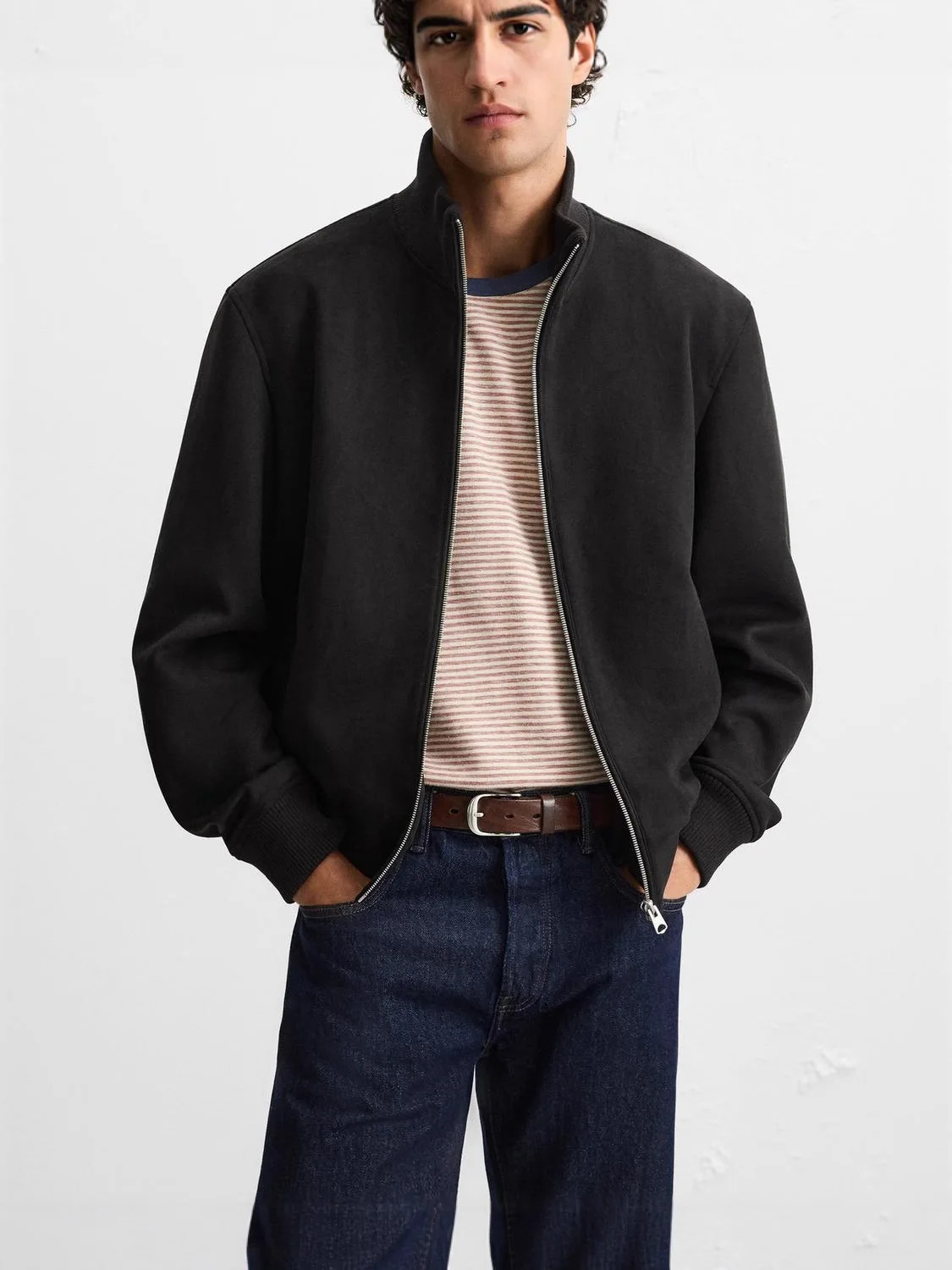 2025 Street Fashion Suede Jacket for Men Stand Collar Slim Casual Trend Coat Black Camel Top 251105