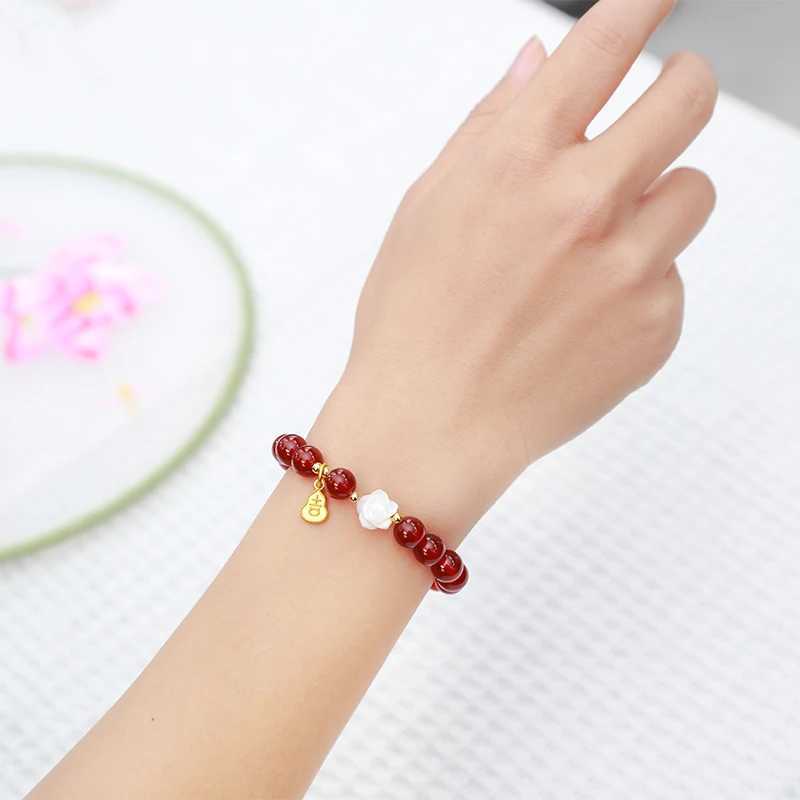 Change Better Natural Red Agate Bead Shell Flower Gourd Lucky Women Fashion Jewelry Handmade Elastic For Gifts C251105