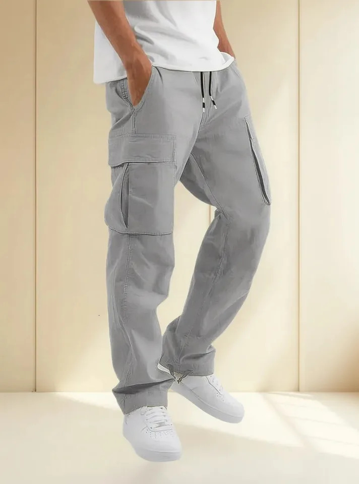 Mens casual loose cotton straight leg work pants mens loose fashion sports pants 251104