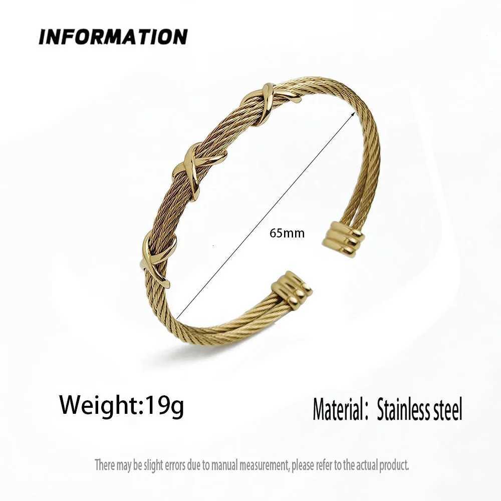 Original double-layer steel wire cross gold-plated stainless steel womens bracelet waterproof and rust-free couple braceletXJ251105