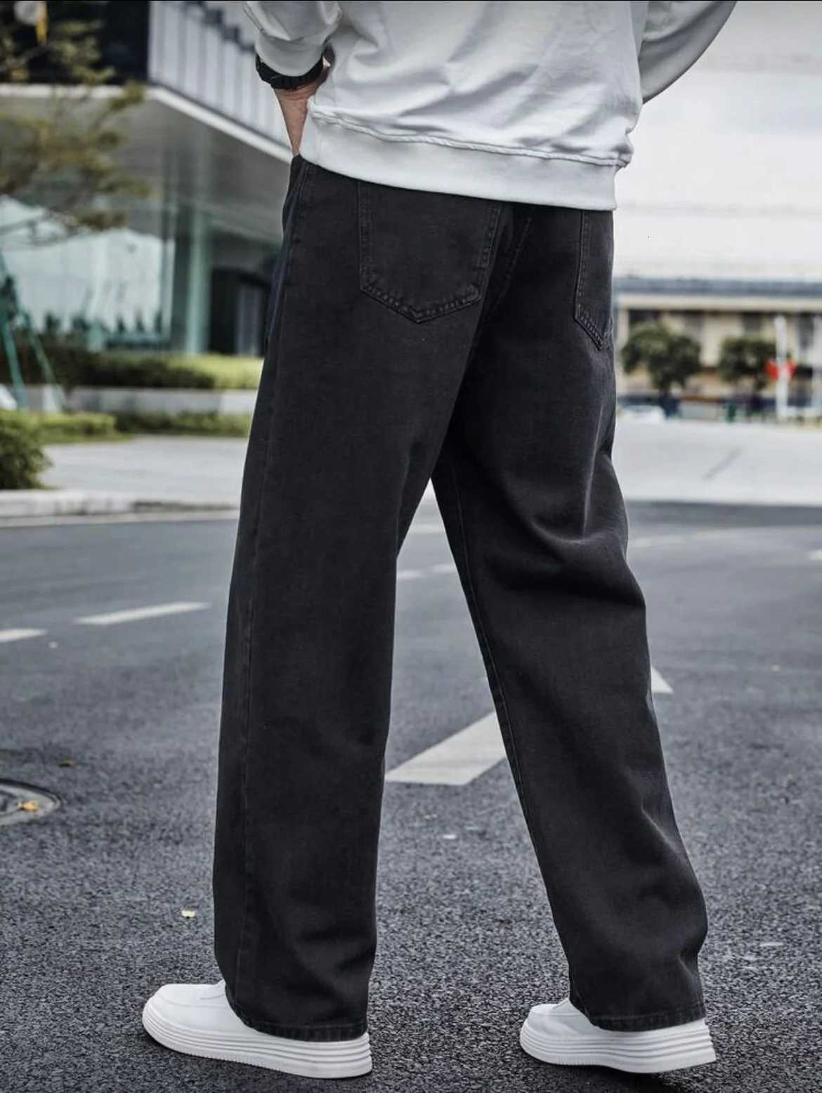 Mens Straight Jeans - Relaxed Fit with Great Drape Tummy Slimming Dark Grey Wash K251104