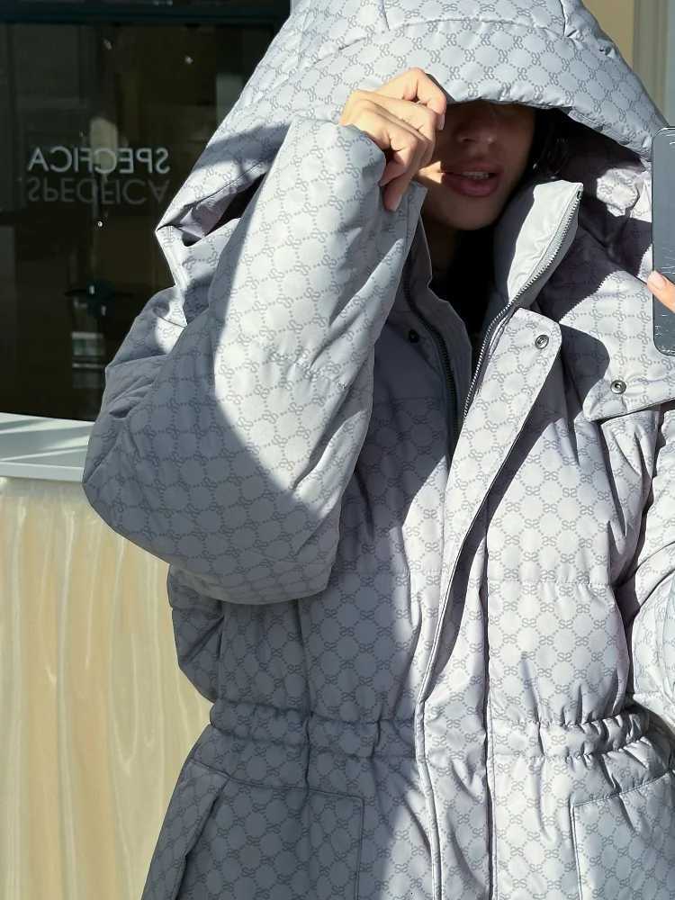 Print Hooded Jacket Women Clothing Trend Zipper Parkas Puffer Down Cotton Coats Design 2025 Vintage Windproof SnowwearT251105