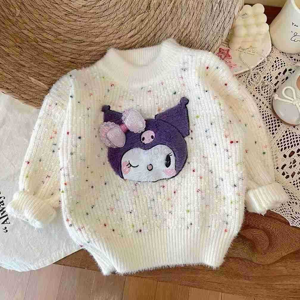 Sanrio Girls Sweater Autumn Winter New Fashionable Childrens Round Neck Korean Style Loose Versatile Knitted Sweater Heart Sweater H251105