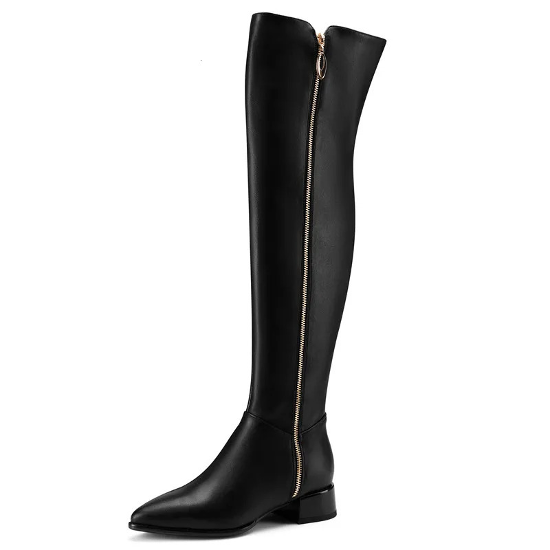 Fashion Casual European American Womens Over Knee Long Boots Pointed Sexy Elegant Genuine Leather Knight Boots Envo Gratis 251031
