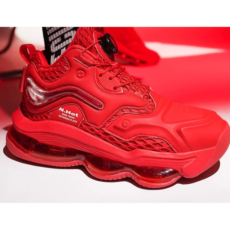 Autumn Winter Black Men's Sneakers Thick-Soled Cushion Shock Absorbing Comfortable For Running Office Commute Trendy