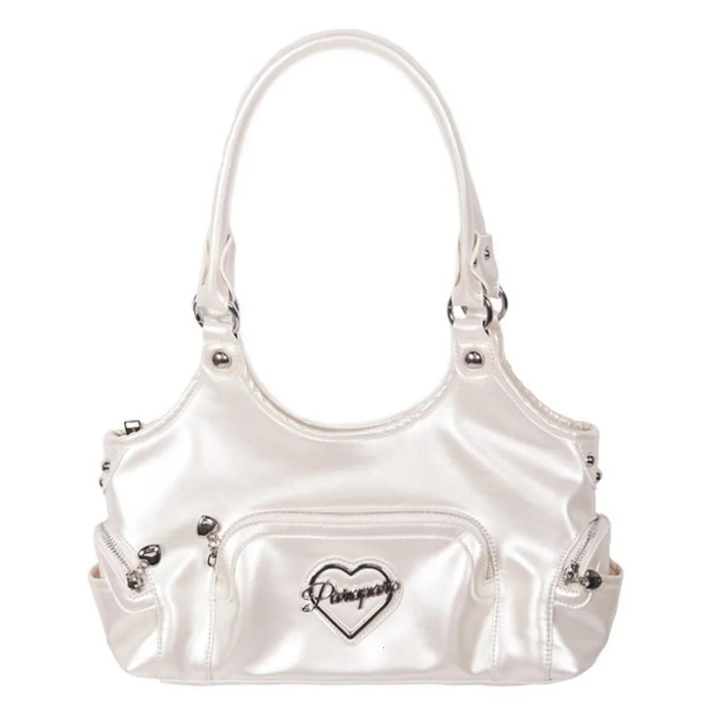 Pearl White Shoulder Bag for Women Multiple Pockets Women Handbags Underarm Bag American HeavyDuty Large Capacity Tote Bag 251031