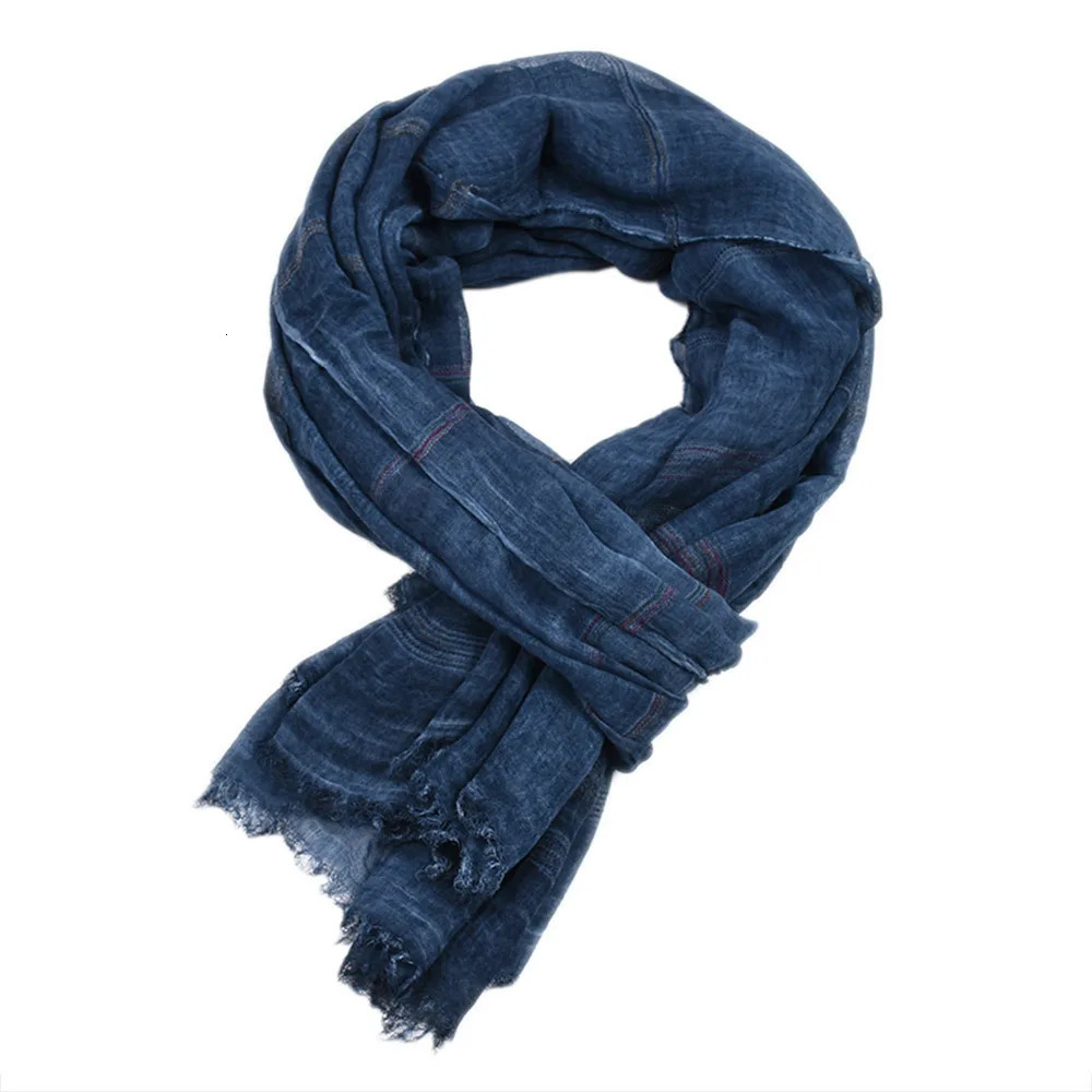 European and American Winter Men Scarf Cotton Linen Yarn-dyed Striped Mens Scarves Tassel Long Shawl Bufanda Male Accessories 250403