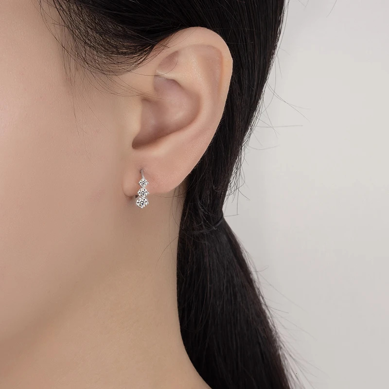 PERFANY 072CT All Mo Silica Womens Earrings S925 Pure Silver Laboratory Diamond Temperature Fashion Wedding Jewelry 250326