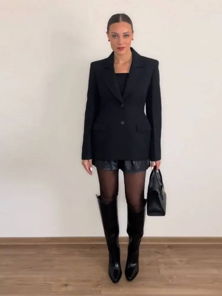 winter jacket women Elegant Shoulder Pad Slim Suit Jackets Women Solid Lapel Long Sleeved Jacket Female Spring Chic Daily Style Outwears Tops