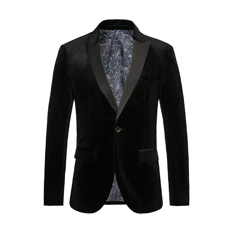 Blazer Mens Gentleman Versatile Wedding Velvet Fashion Business Korean Version Professional Casual Performance Host Blazer 251104CJ