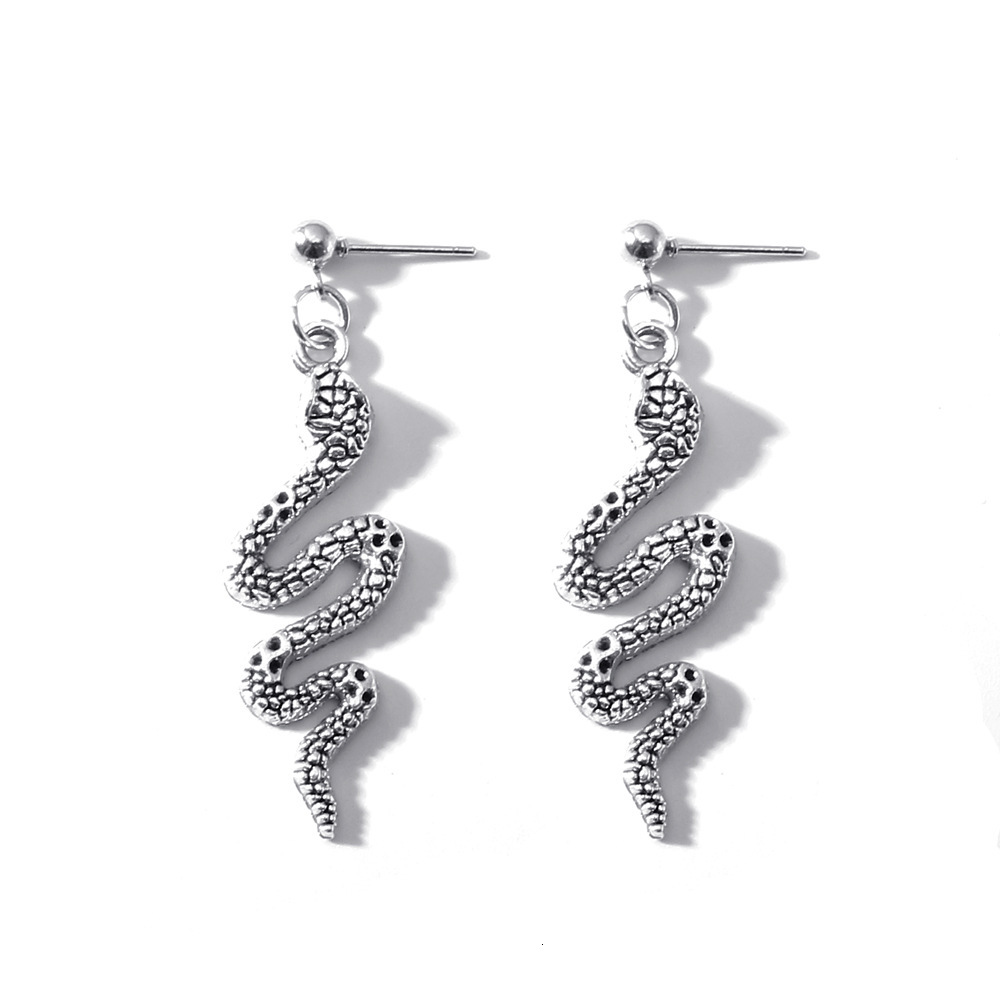 New Trendy Creative Exaggerated Snake-shaped Personality Internet Celebrity Alloy Long Earrings