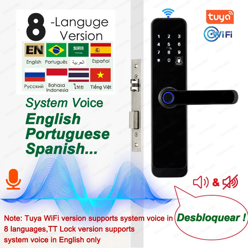 RAYKUBE K8 Smart Door Lock TTlock Bluetooth / Tuya Wifi Fingerprint Password 13.56MHZ IC Card Keyless Smartlife Home 250402