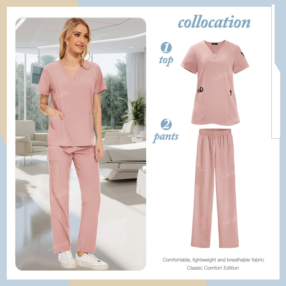 Niaahinn Set Womens Uniforms Pajamas Nurse Uniforms Scrub Set Hospital Work Clothes Dental Surgery Suits 251104