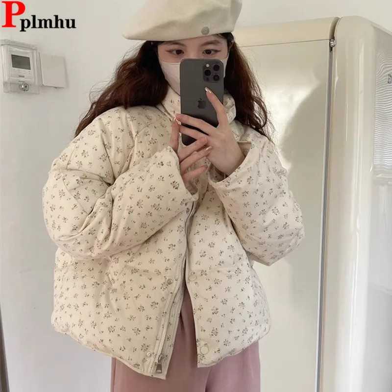 Winter Korea Print Cotton Coats Tops Snow Wear Jackets Elegant Casual Fashion New Chaqueta Loose Women Warm Jaqueta CasacoT251105