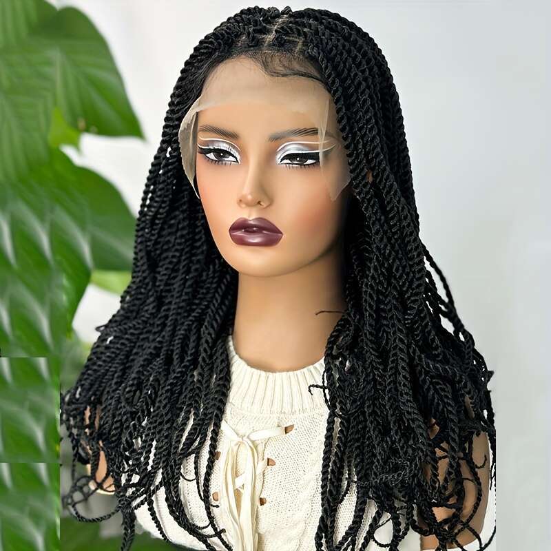 Elegant Short 9X6 Lace Front Braided Hairstyle - Pre-Plucked, Square Parted Knotless With Fine Strands