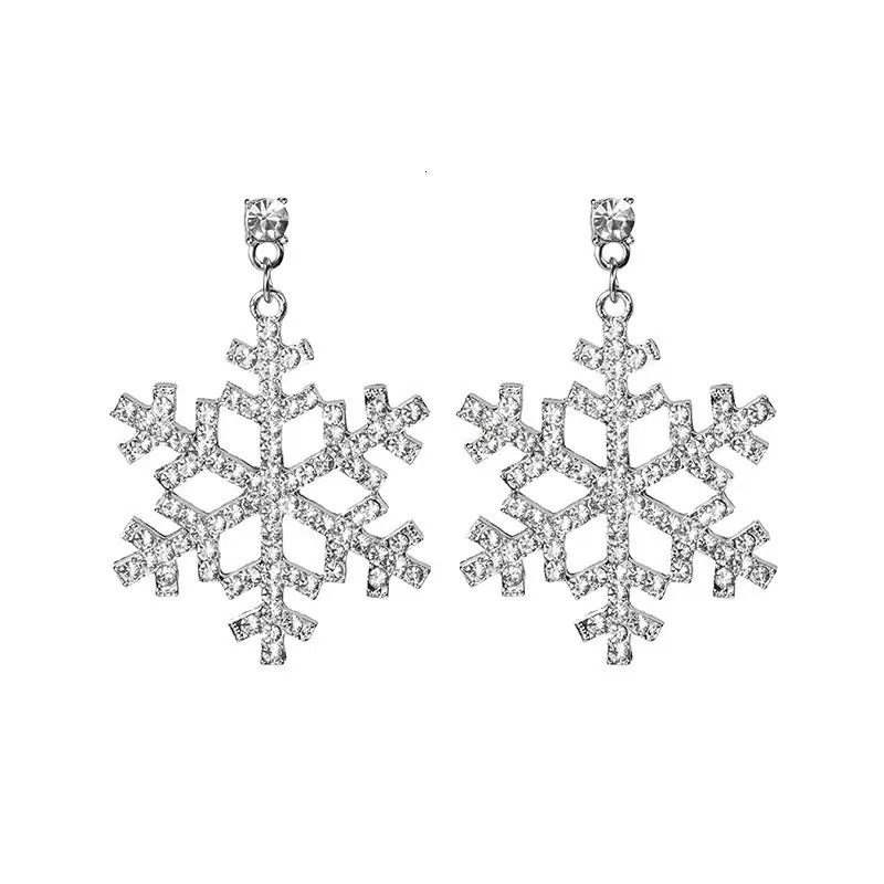 Fashion Exaggerated Sparkling Zircon Snowflake Earrings For Women Winter Party Earrings Jewelry Gift 251131