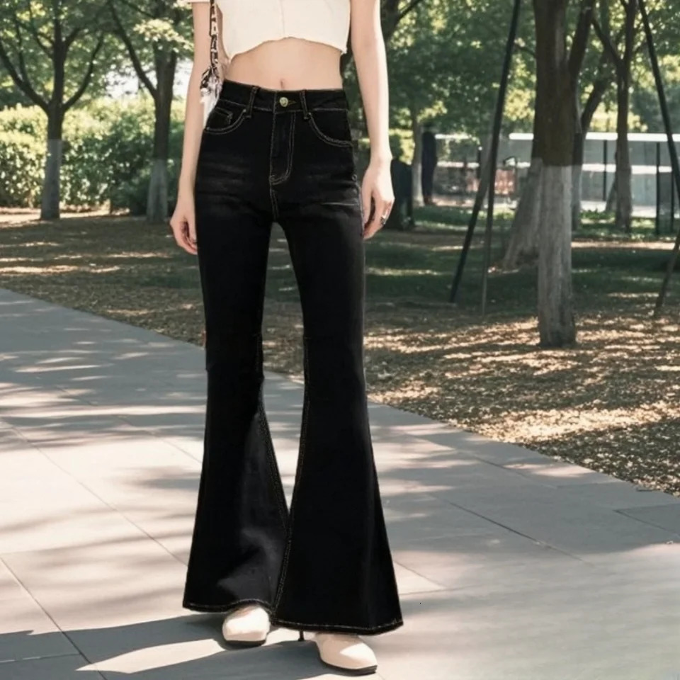 Womens Fashion Flared Jeans with high waist and traditional pocket design are the ideal choice for fashionable casual clothing y2k 250403