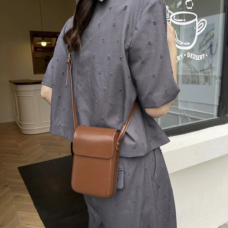 2024 Flap Crossbody Bag Mini PU Leather Shoulder Purses and Handbags for Girls Ladies Phone Simple Solid 251030