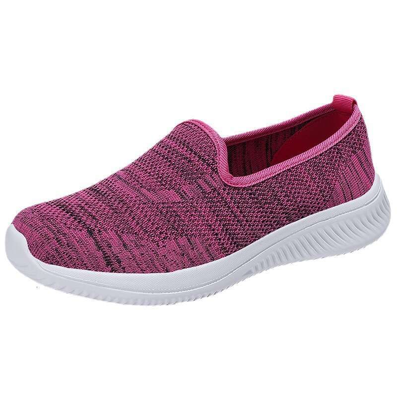 Spring summer new round toe flying woven sports middle-aged and elderly walking women's shoes, mother's shoes