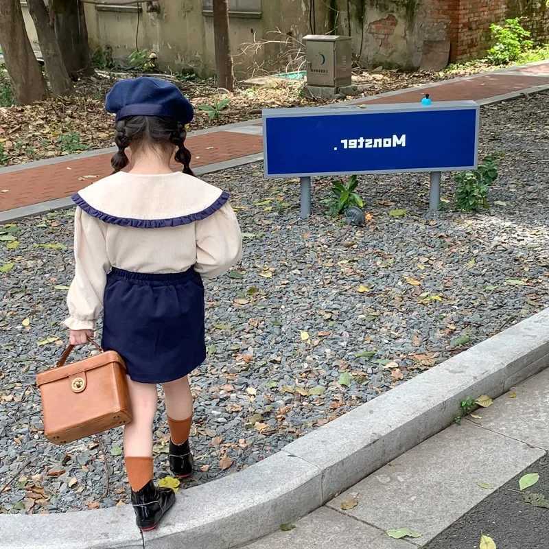 Childrens Sets Floral Embroidered Girls 2-Piece Set Lapel Shirt Skirt Outfit Baby Kids Clothing Cute Toddler Spring Set Y251105