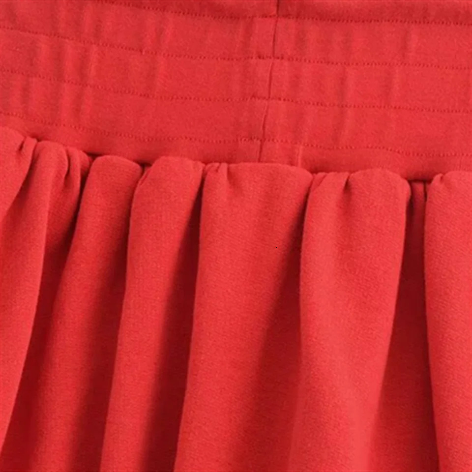 2025 Spring Product Womens Fashion Solid Color Lantern Balloon Bottom Cotton Mini Skirt 250402