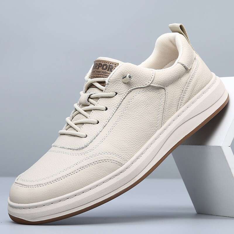 Top Layer Cowhide 2025 Autumn New Casual Genuine Breathable White Sneakers Board Leather Men's Shoes