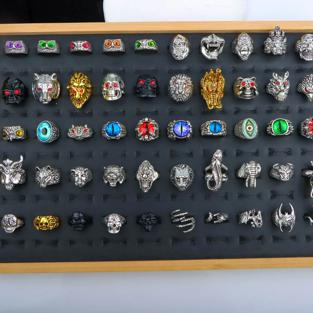 10203050pcsLot Fashion Classic Retro Punk Style Animal Owl Skull Rings For Men Women Hop Hip Jewelry Accessories Party Gifts 251031