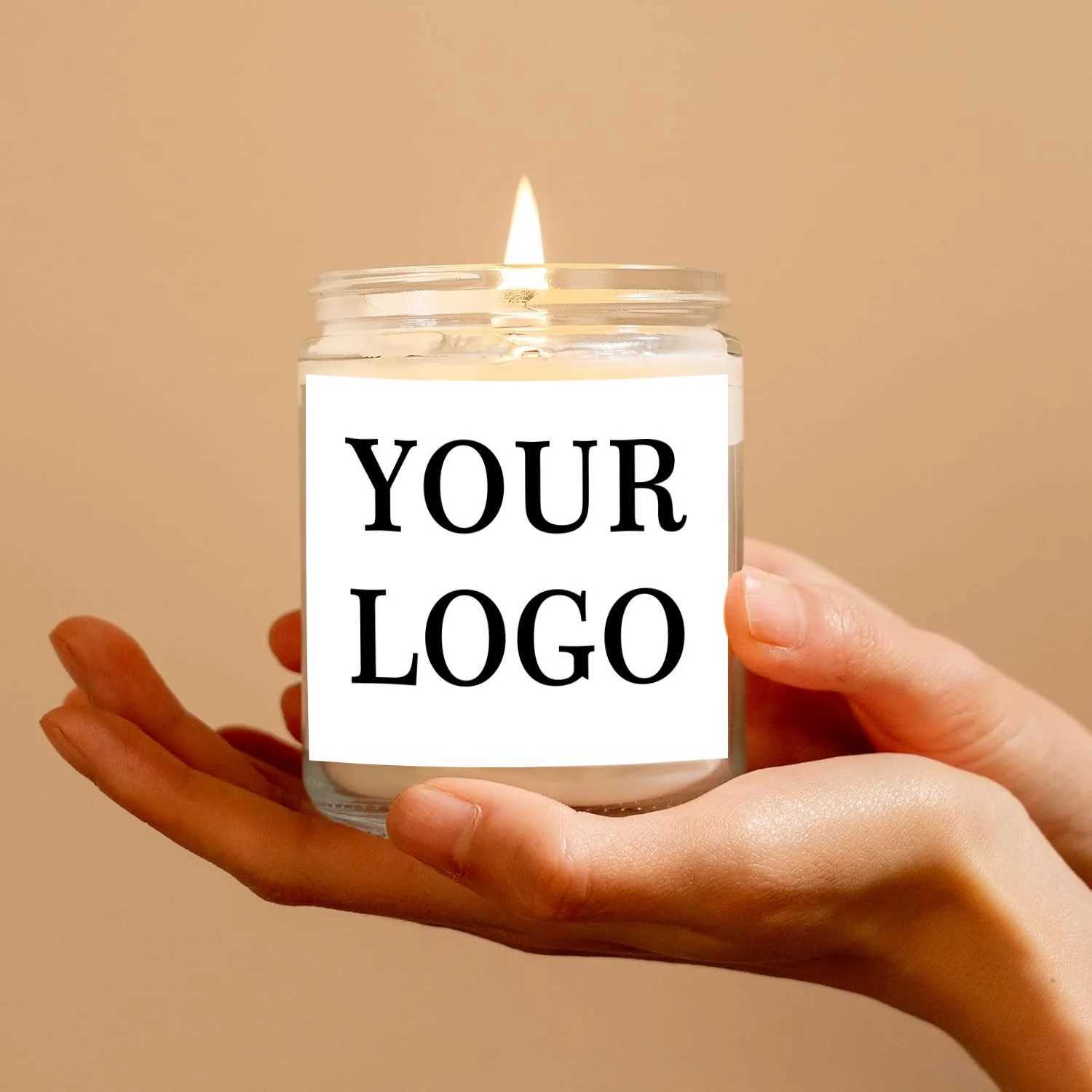 1pcs soy wax Custom photo white scented candle gift - personalized with /design sticker - birthday wedding corporate gift C251105