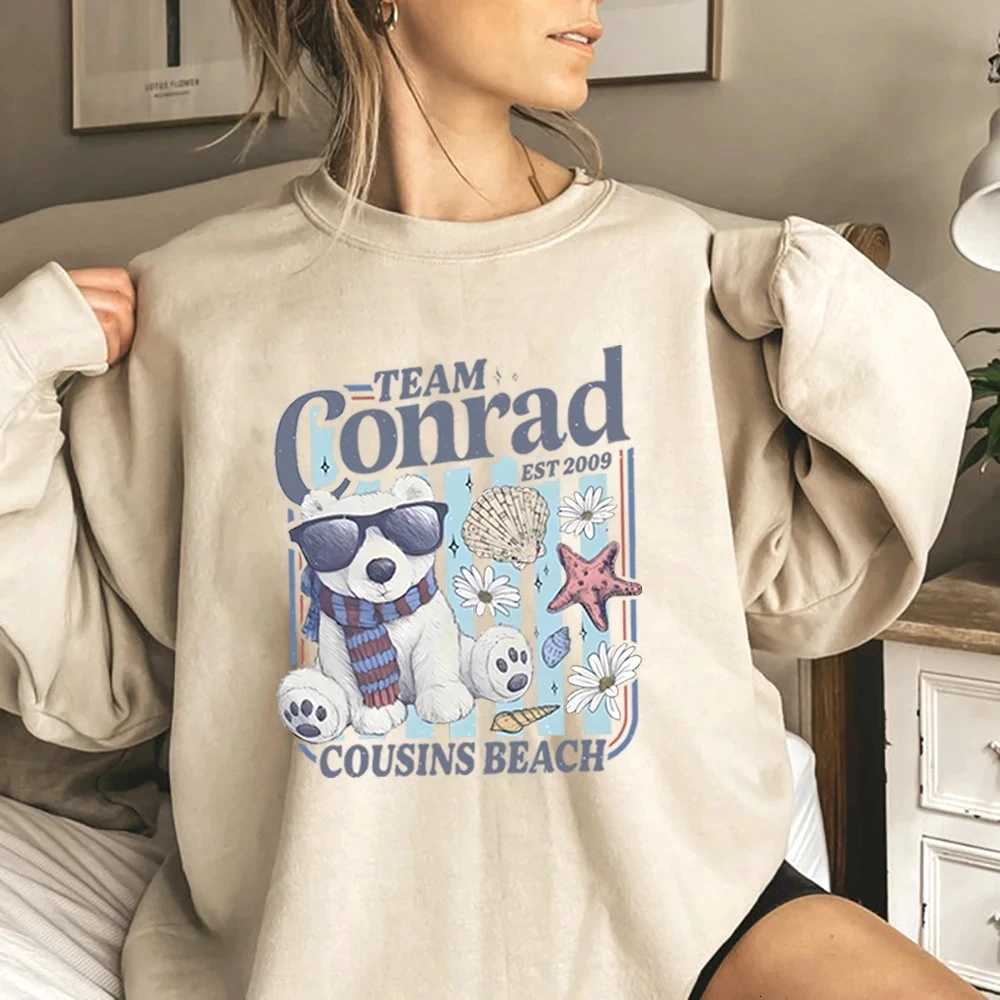 Team Conrad Junior Mint Bear Sweatshirt Summer Hoodie Cousins Beach Sweater Printed Summer Romance Book Casual SweatshirtsT251105