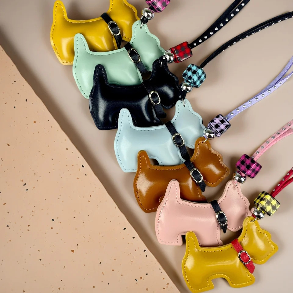 11 colors Cute Leather Schnauzer Bag Charm with Studded Beaded Lanyard Punk ChicPU LeatherIdeal Gift For WomenKids 251105