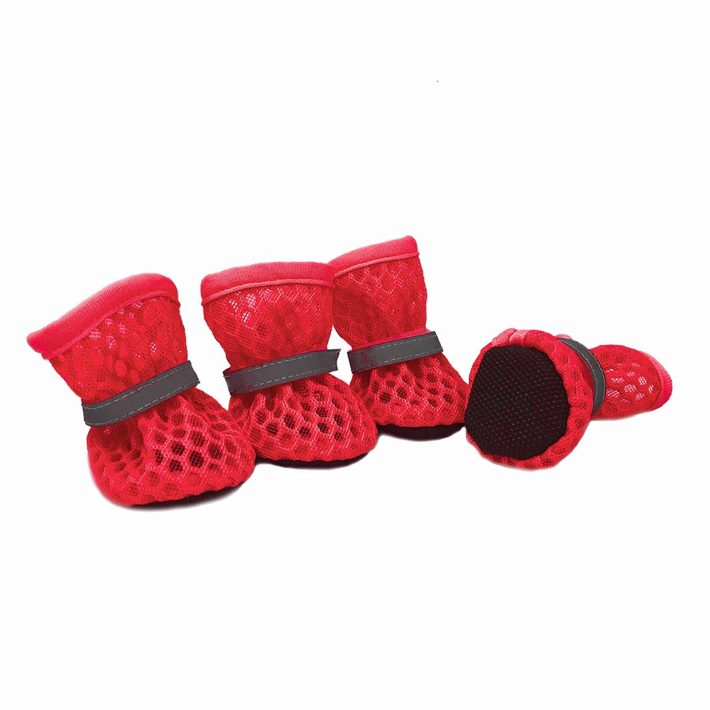 4pcs/set Dog Shoes Summer Pet Shoes For Small Dogs Cats Outdoor Walking Soft Sole Puppy Sandals Reflective Breathable Yorkshire 250402