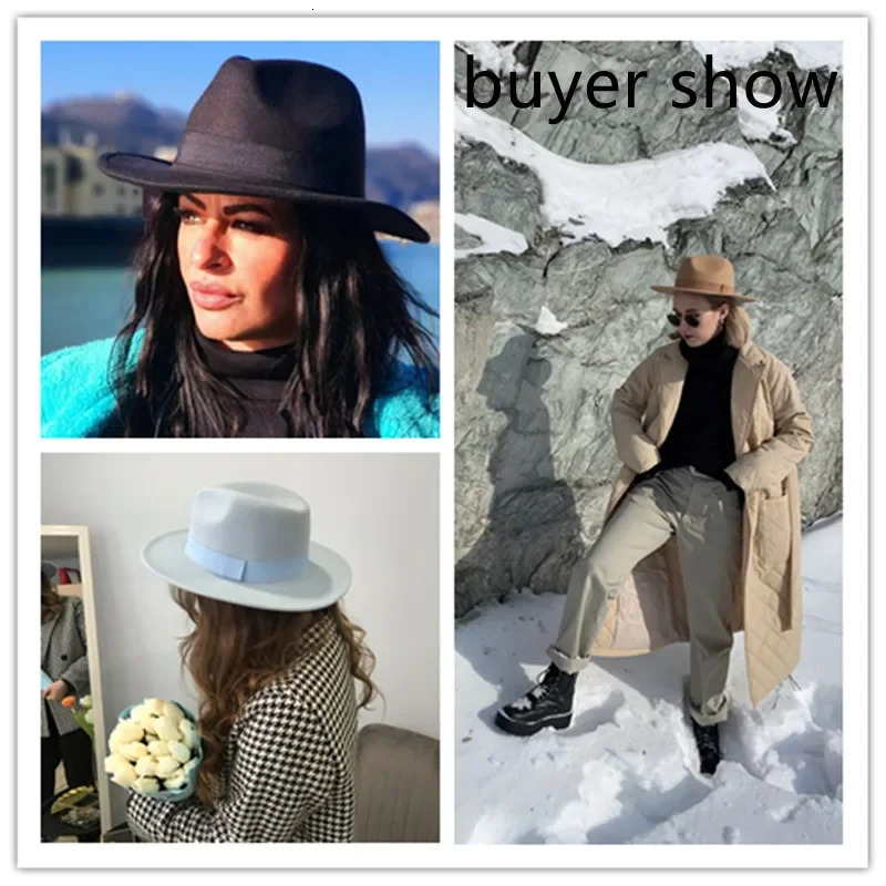 Fedora Hat Women Winter Hats for Women Ribbon Band Mens Hat Wide Brim Classic Beige Wedding Church Bowler Cap chapeau femme 251104