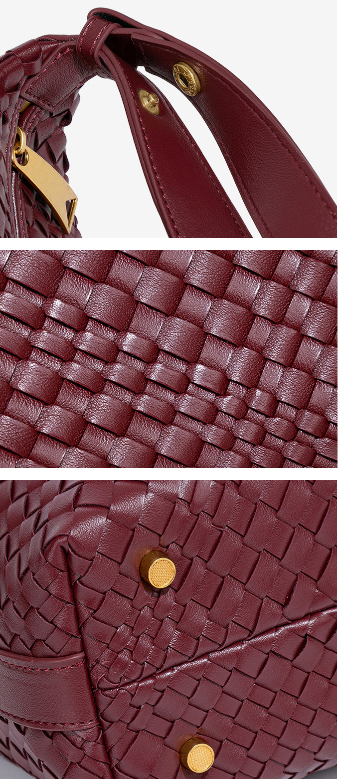 Woven Handbag Handmade Designer Bag Luxury Woven Shoulder Bag for Women PU Leather Bag Fashion Purse Hobo Bag Ladies Small Tote Bag Under Arm Bag Pari