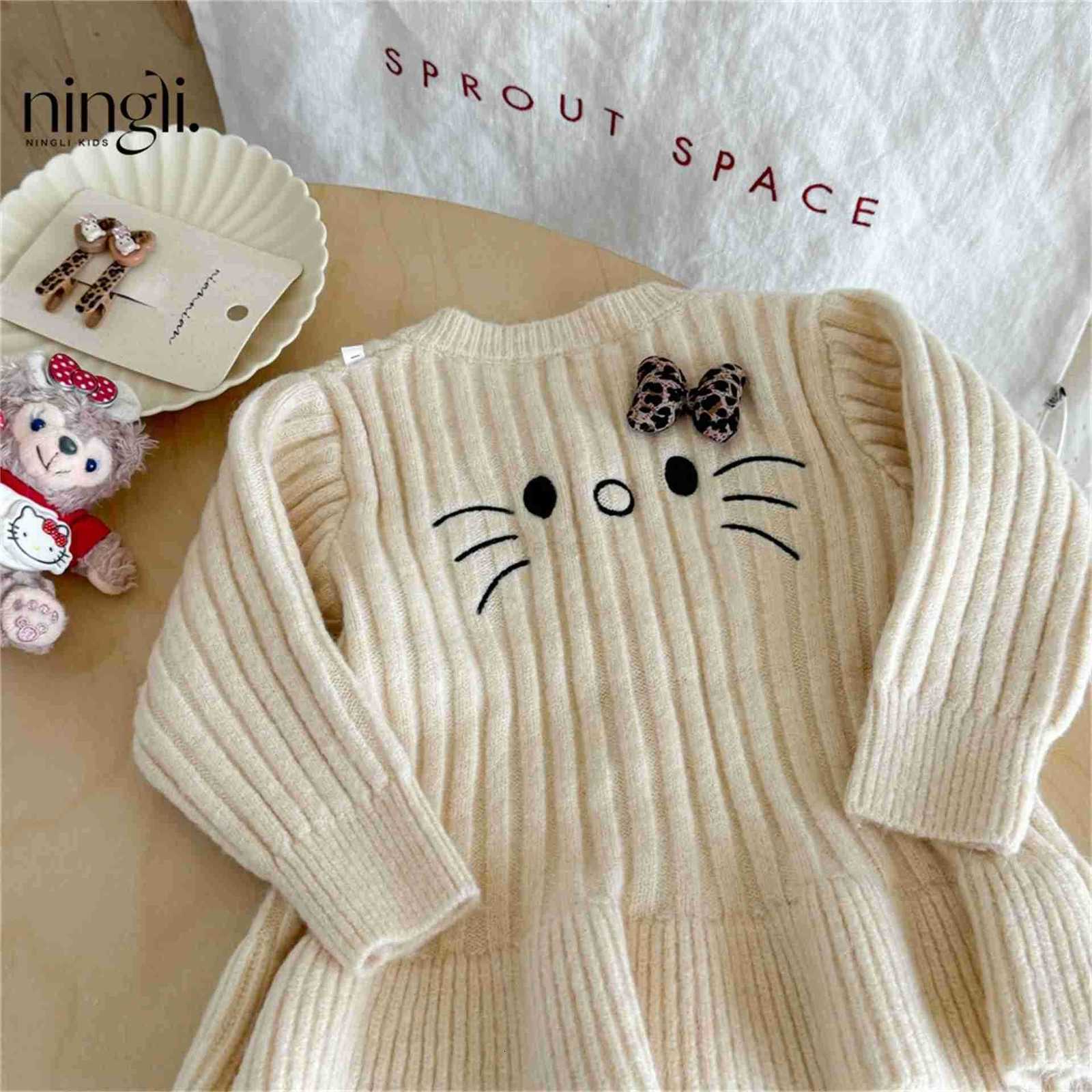 Sanrio CaraganaGirls KT Cat Knitted Cardigan Spring and Autumn New Korean Style Fashionable Versatile Sweater Jacket H251105